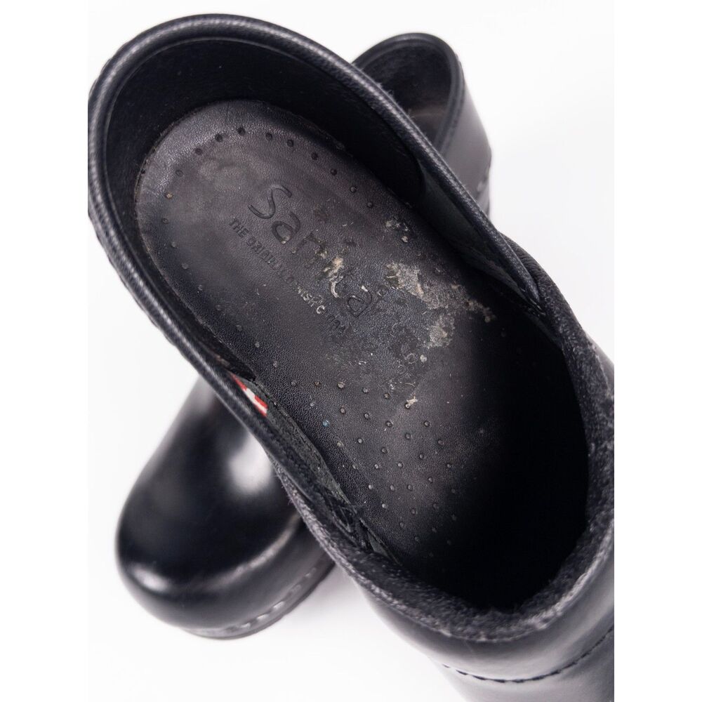 Sanita Pro Cabrio Black Leather Clogs EU 35 US 5 Danish Comfort Work Shoes - Picture 9 of 11